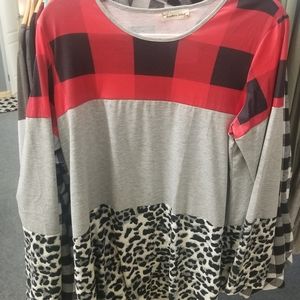 Plaid/ cheetah top
